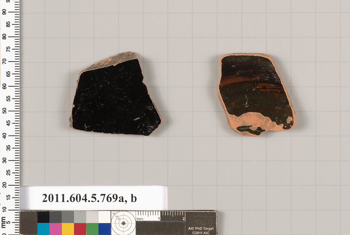 Terracotta fragments of kylikes (drinking cups), Terracotta, Greek, Attic
