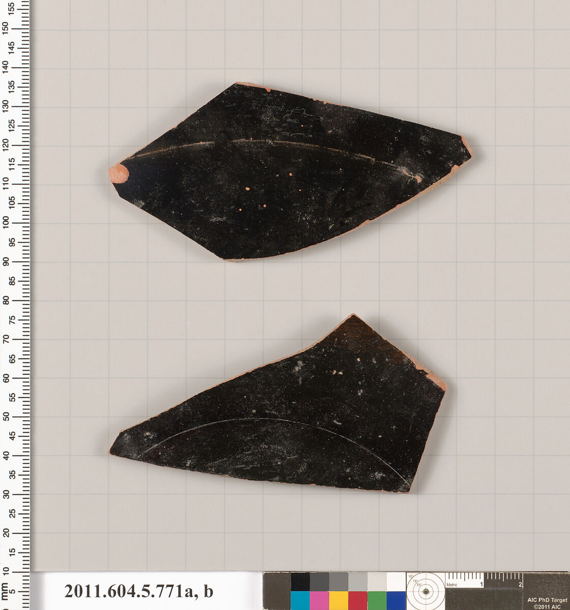 Terracotta fragments of kylikes (drinking cups), Terracotta, Greek, Attic