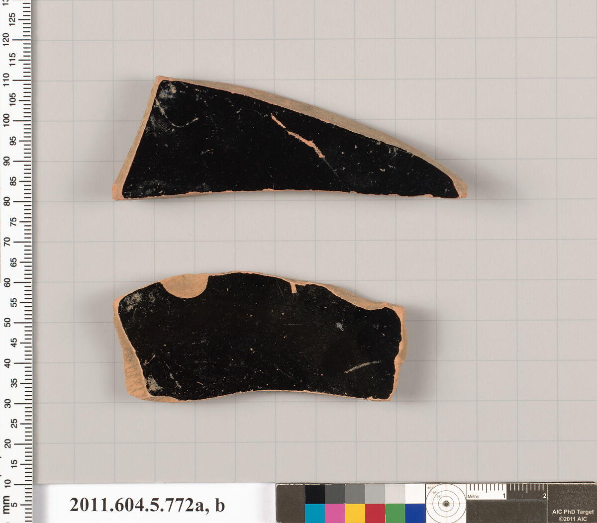 Terracotta fragments of kylikes (drinking cups), Terracotta, Greek, Attic