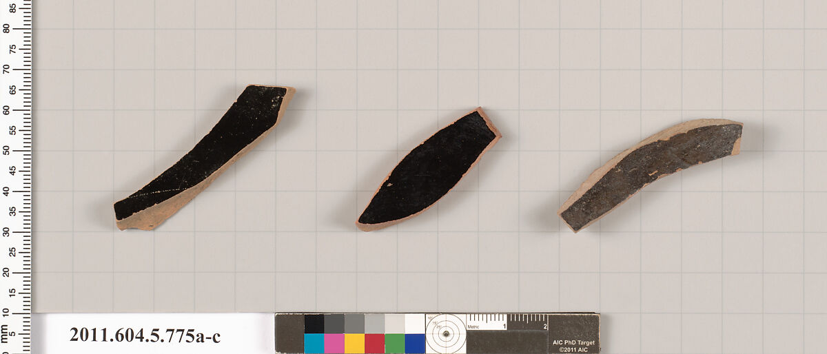 Terracotta fragments of kylikes (drinking cups), Terracotta, Greek, Attic