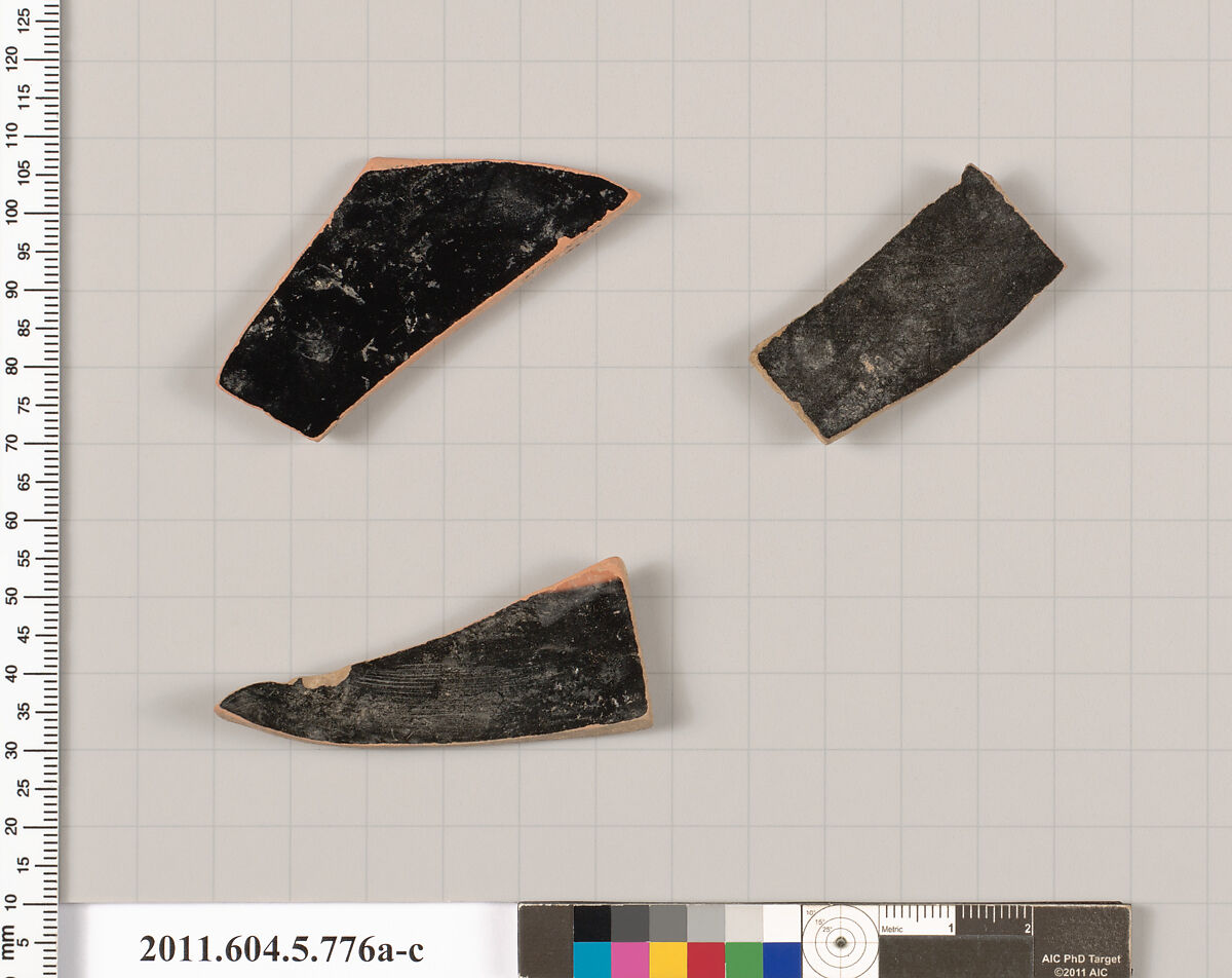 Terracotta fragments of kylikes (drinking cups), Terracotta, Greek, Attic