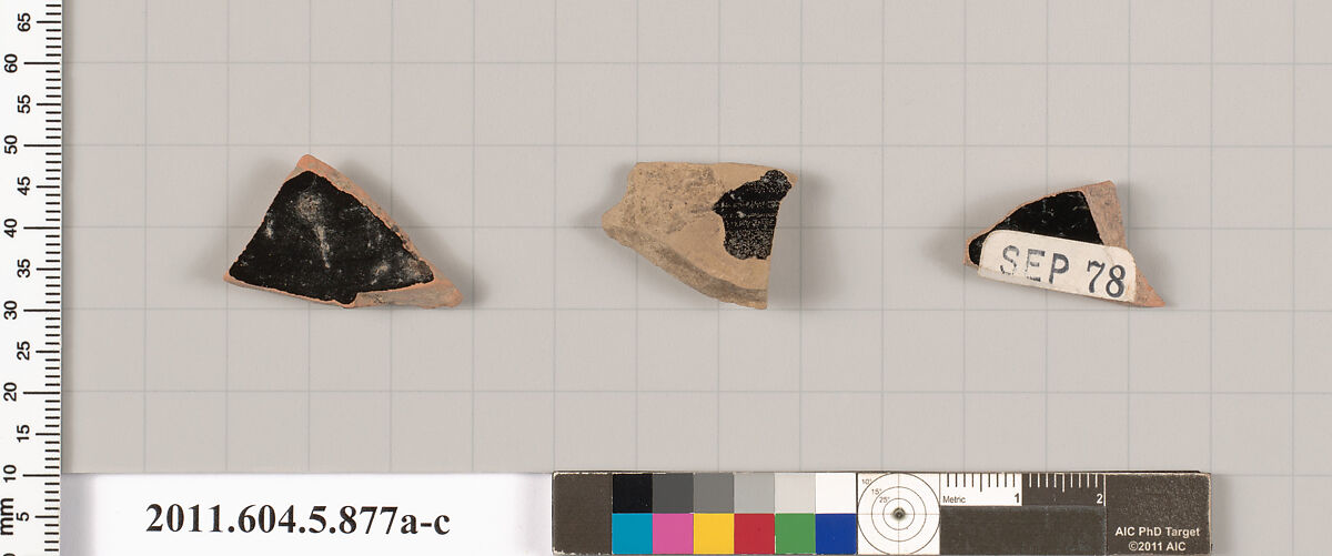 Terracotta fragments of kylikes (drinking cups), Terracotta, Greek, Attic
