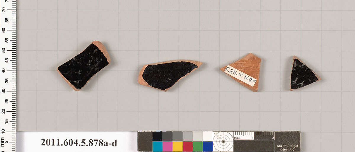 Terracotta fragments of kylikes (drinking cups), Terracotta, Greek, Attic