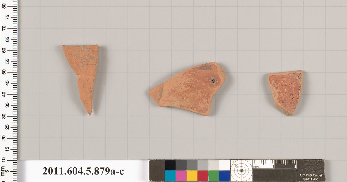 Terracotta fragments of kylikes (drinking cups), Terracotta, Greek, Attic