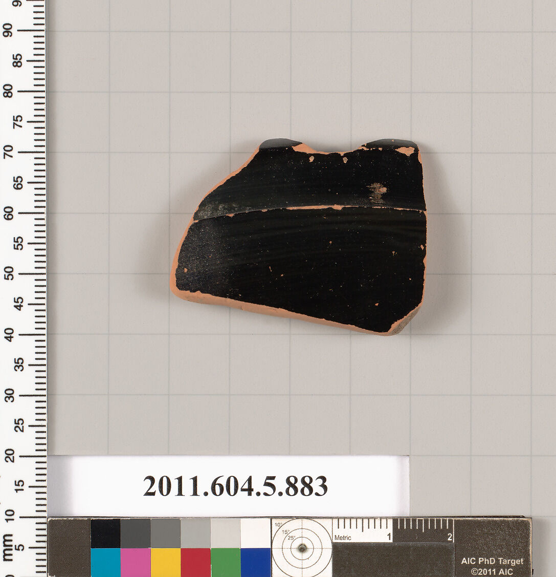 Terracotta rim fragment of a kylix (drinking cup), Terracotta, Greek, Attic 