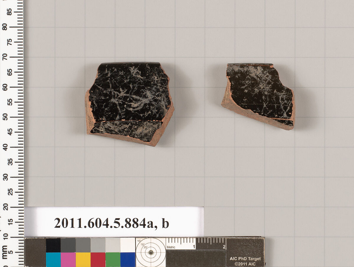 Terracotta fragments of kylikes (drinking cups), Terracotta, Greek, Attic 