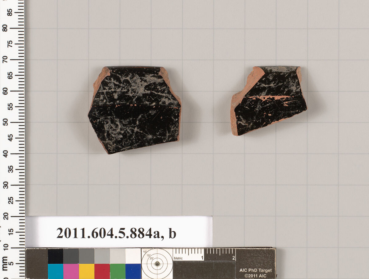 Terracotta fragments of kylikes (drinking cups), Terracotta, Greek, Attic