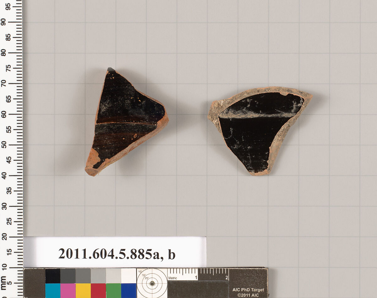 Terracotta fragments of kylikes (drinking cups), Terracotta, Greek, Attic