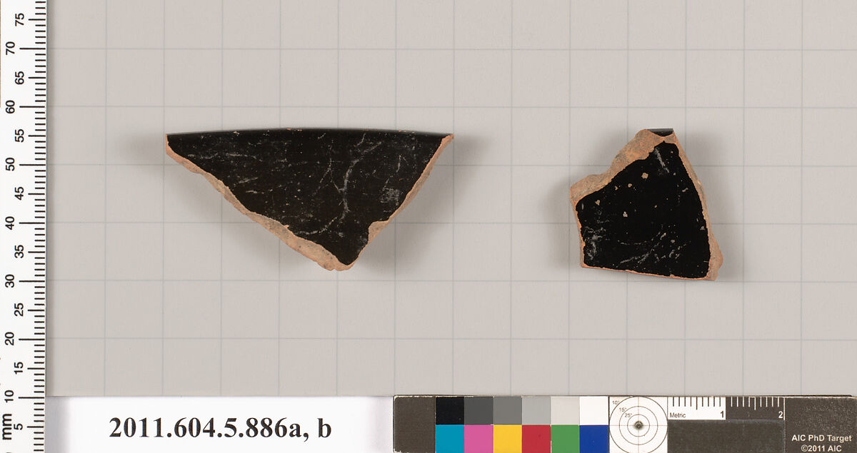 Terracotta fragments of kylikes (drinking cups), Terracotta, Greek, Attic
