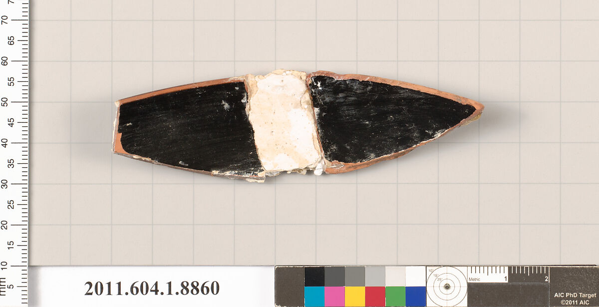Terracotta rim fragment of a kylix (drinking cup), Terracotta, Greek, Attic