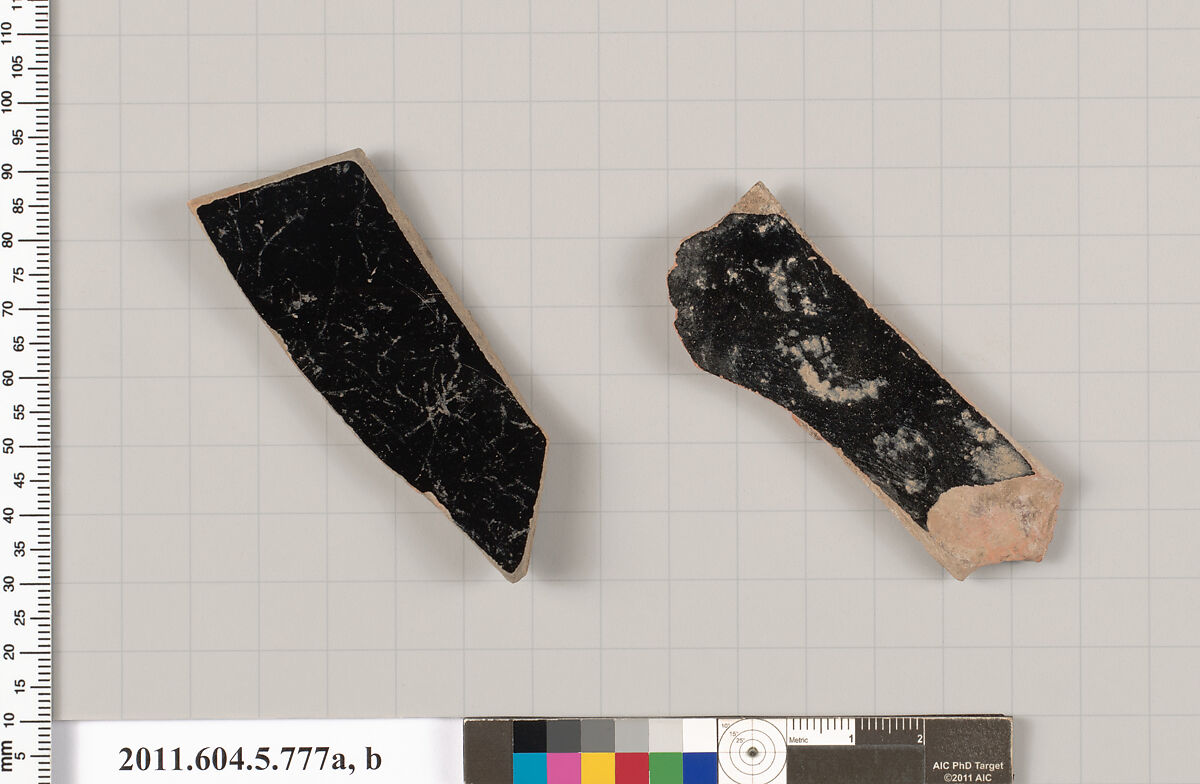 Terracotta fragments of kylikes (drinking cups), Terracotta, Greek, Attic