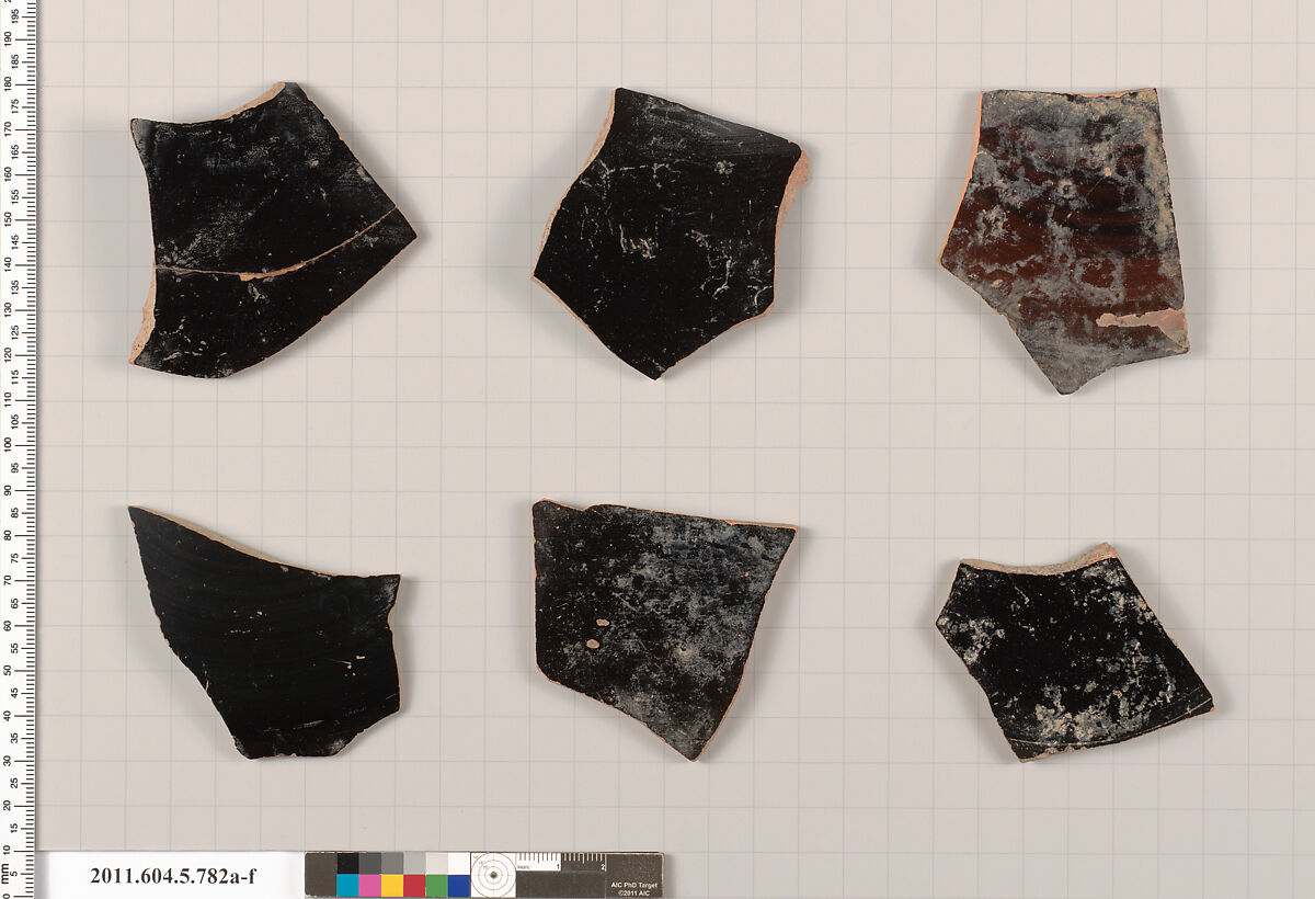 Terracotta fragments of kylikes (drinking cups), Terracotta, Greek, Attic