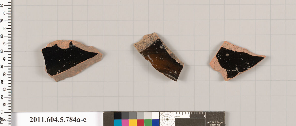 Terracotta fragments of kylikes (drinking cups), Terracotta, Greek, Attic