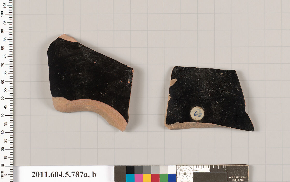Terracotta fragments of kylikes (drinking cups), Terracotta, Greek, Attic
