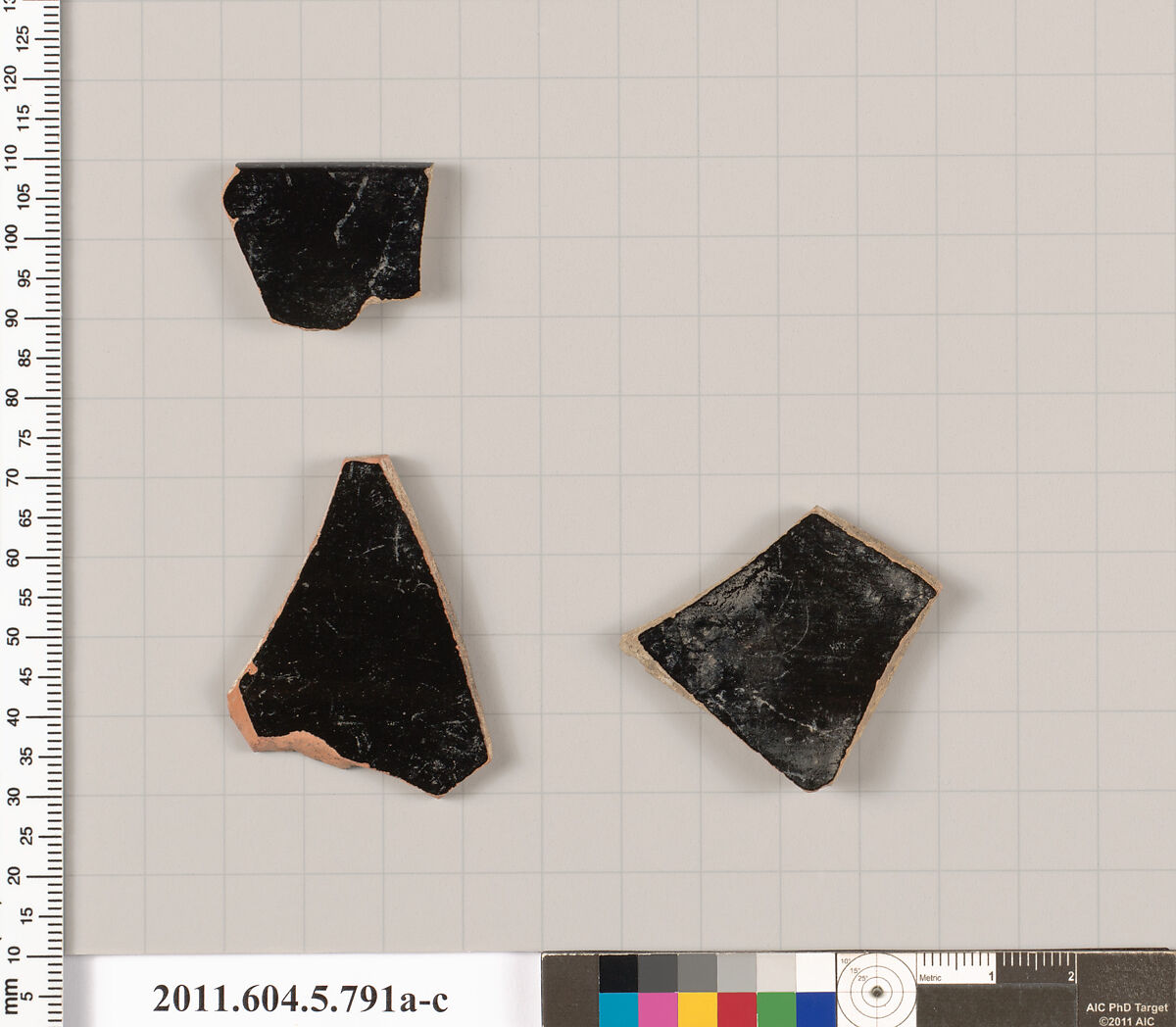 Terracotta fragments of a kylix (drinking cup), Terracotta, Greek, Attic