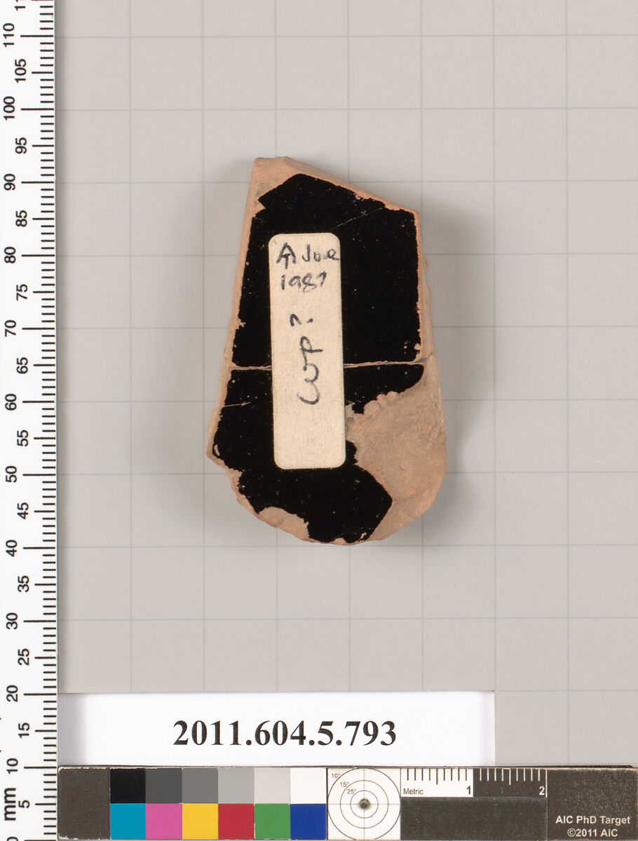 Terracotta fragment of a kylix (drinking cup)?, Terracotta, Greek, Attic