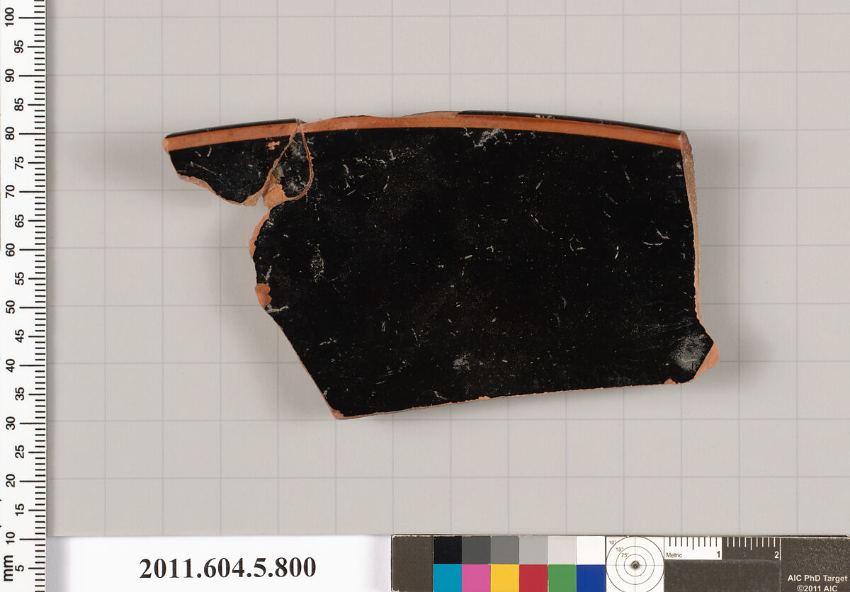 Terracotta rim fragment of a kylix (drinking cup), Terracotta, Greek, Attic