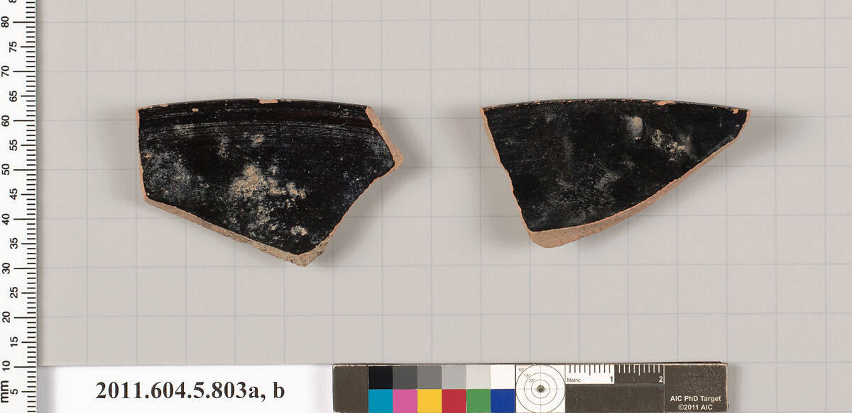 Terracotta rim fragments of kylikes (drinking cups), Terracotta, Greek, Attic