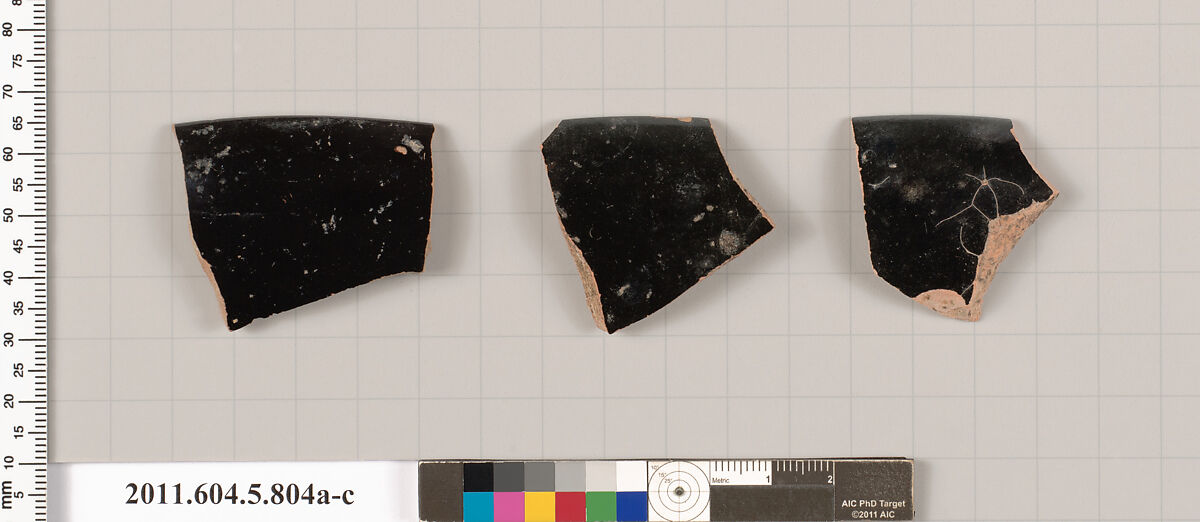 Terracotta rim fragments of kylikes (drinking cups), Terracotta, Greek, Attic