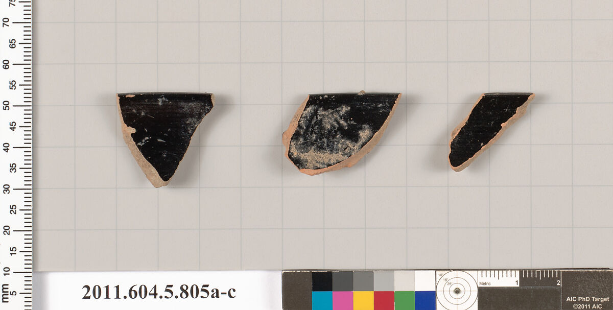 Terracotta rim fragments of kylikes (drinking cups), Terracotta, Greek, Attic