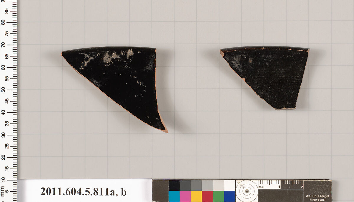 Terracotta rim fragments of kylikes (drinking cups), Terracotta, Greek, Attic
