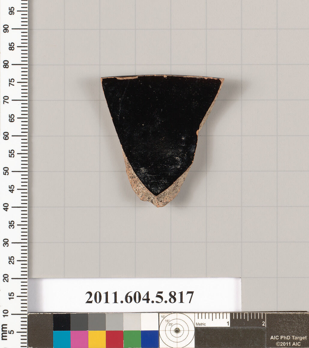 Terracotta rim fragment of a kylix (drinking cup), Terracotta, Greek, Attic