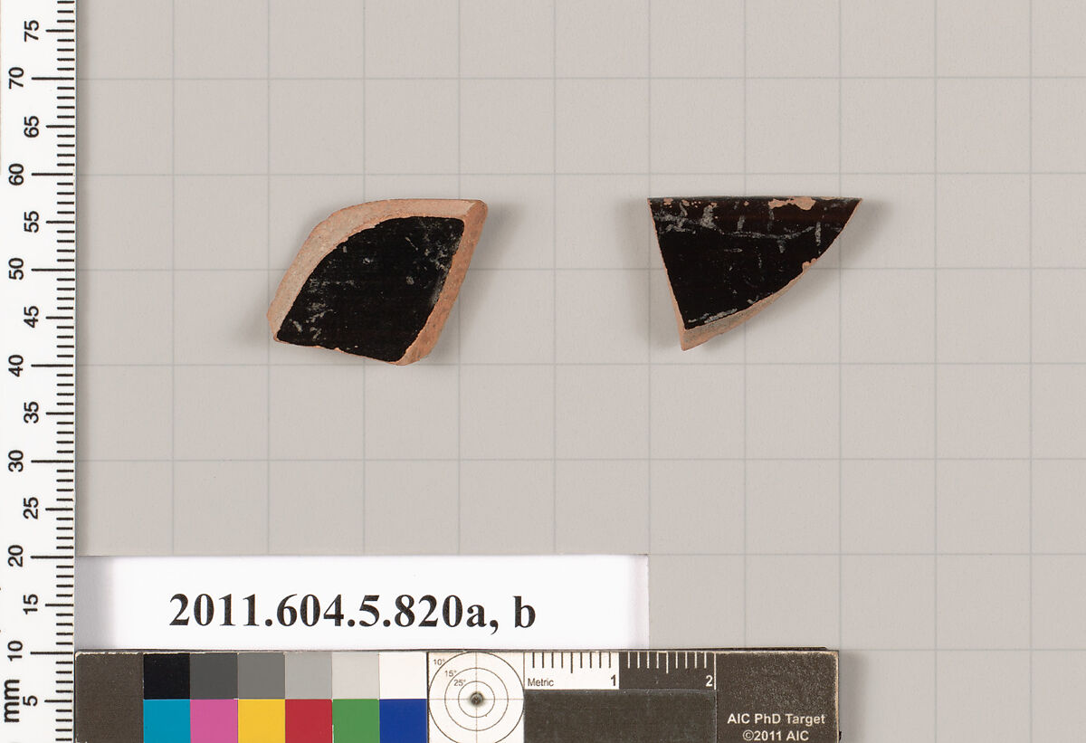 Terracotta rim fragments of kylikes (drinking cups), Terracotta, Greek, Attic