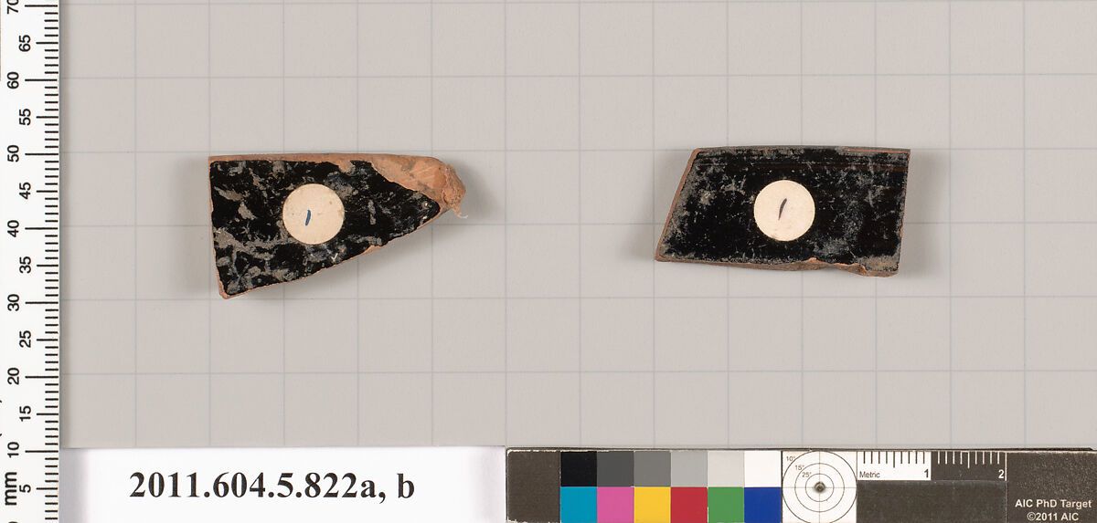 Terracotta rim fragments of kylikes (drinking cups), Terracotta, Greek, Attic