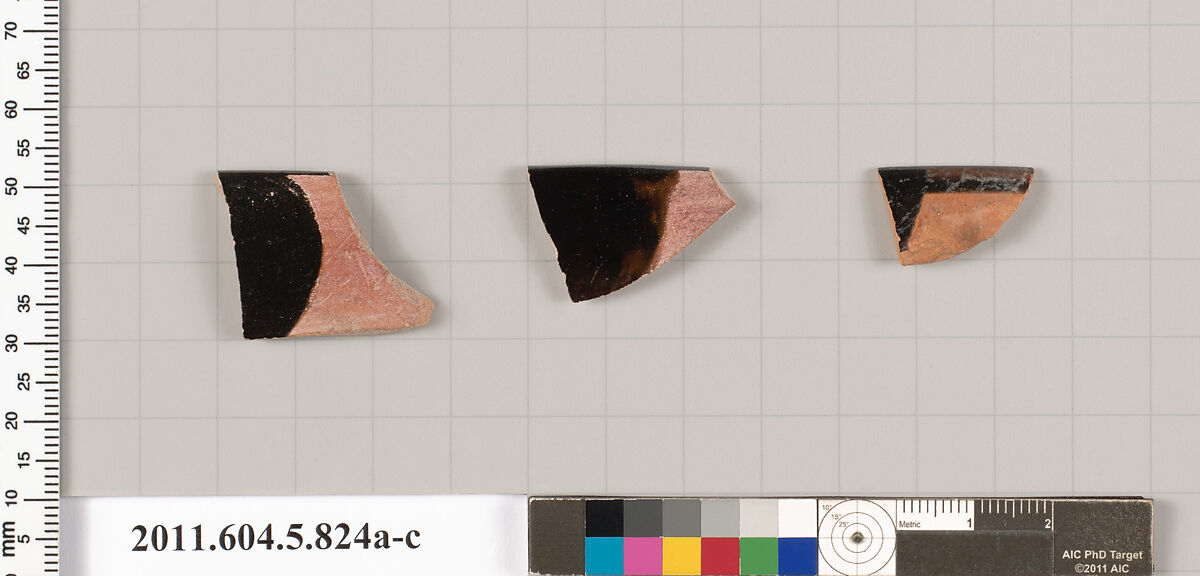 Terracotta rim fragments of kylikes (drinking cups), Terracotta, Greek, Attic 