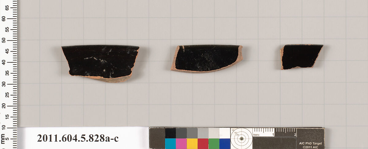 Terracotta rim fragments of kylikes (drinking cups), Terracotta, Greek, Attic