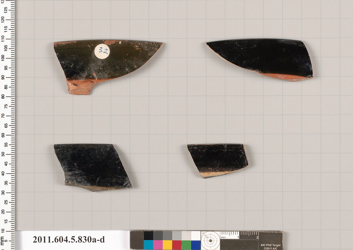 Terracotta rim fragments of kylikes (drinking cups), Terracotta, Greek, Attic