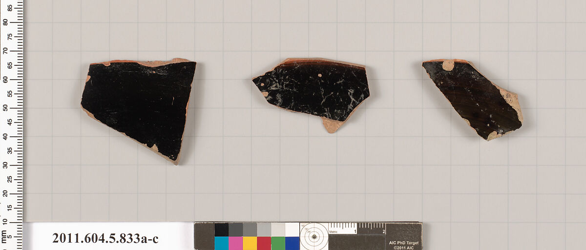 Terracotta fragments of kylikes (drinking cups), Terracotta, Greek, Attic