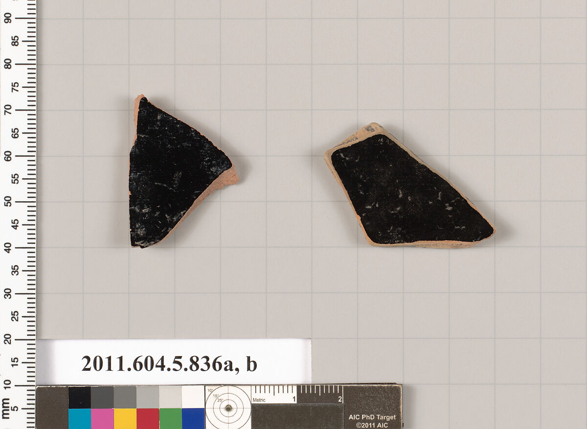 Terracotta fragments of kylikes (drinking cups), Terracotta, Greek, Attic