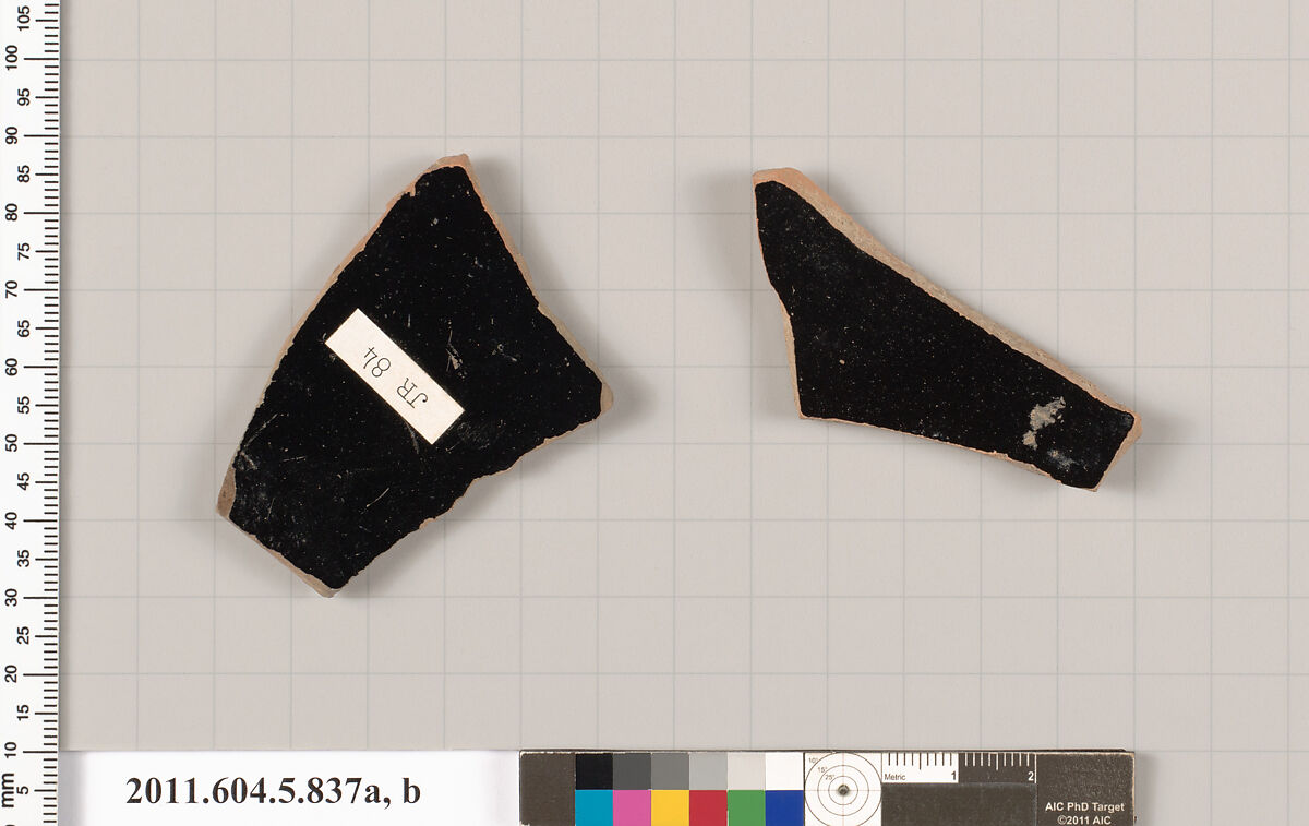Terracotta fragments of kylikes (drinking cups), Terracotta, Greek, Attic