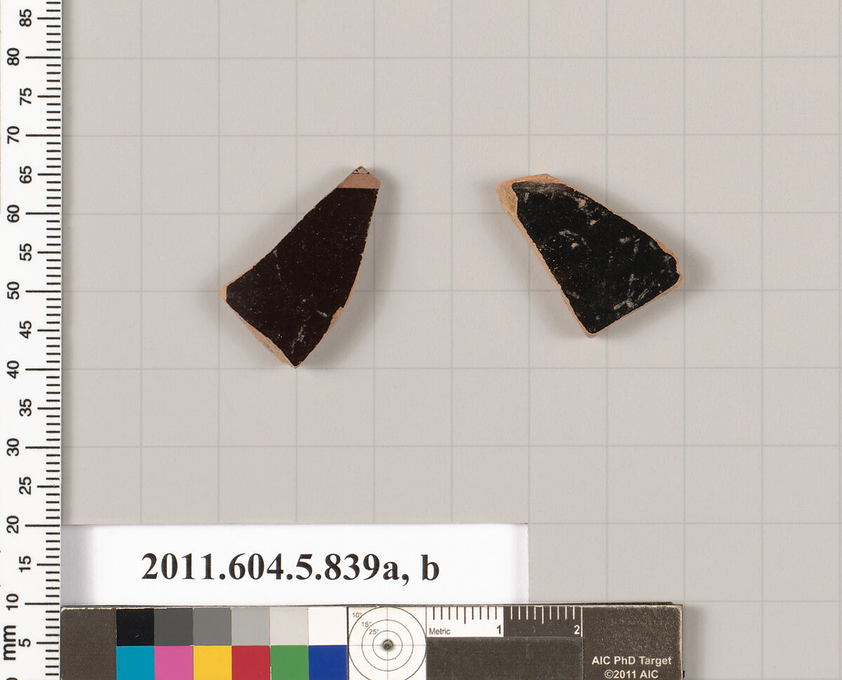 Terracotta fragments of kylikes (drinking cups), Terracotta, Greek, Attic