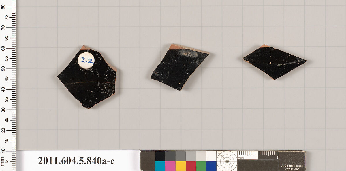 Terracotta fragments of kylikes (drinking cups), Terracotta, Greek, Attic