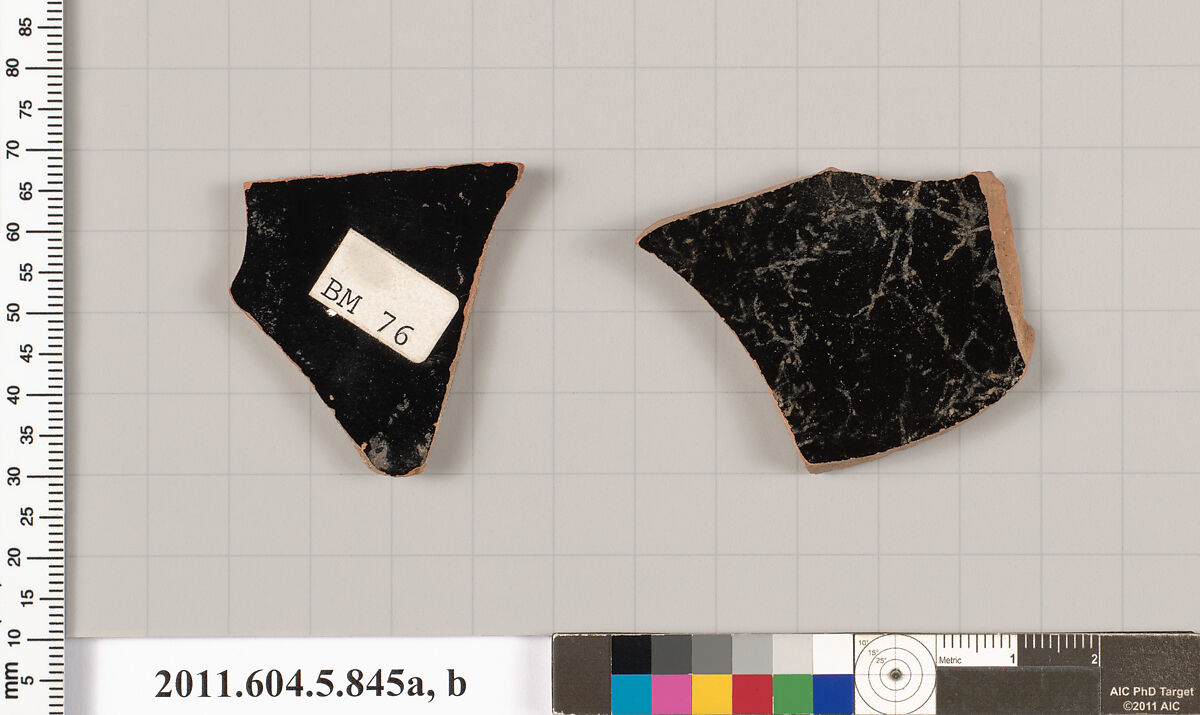 Terracotta fragments of kylikes (drinking cups), Terracotta, Greek, Attic