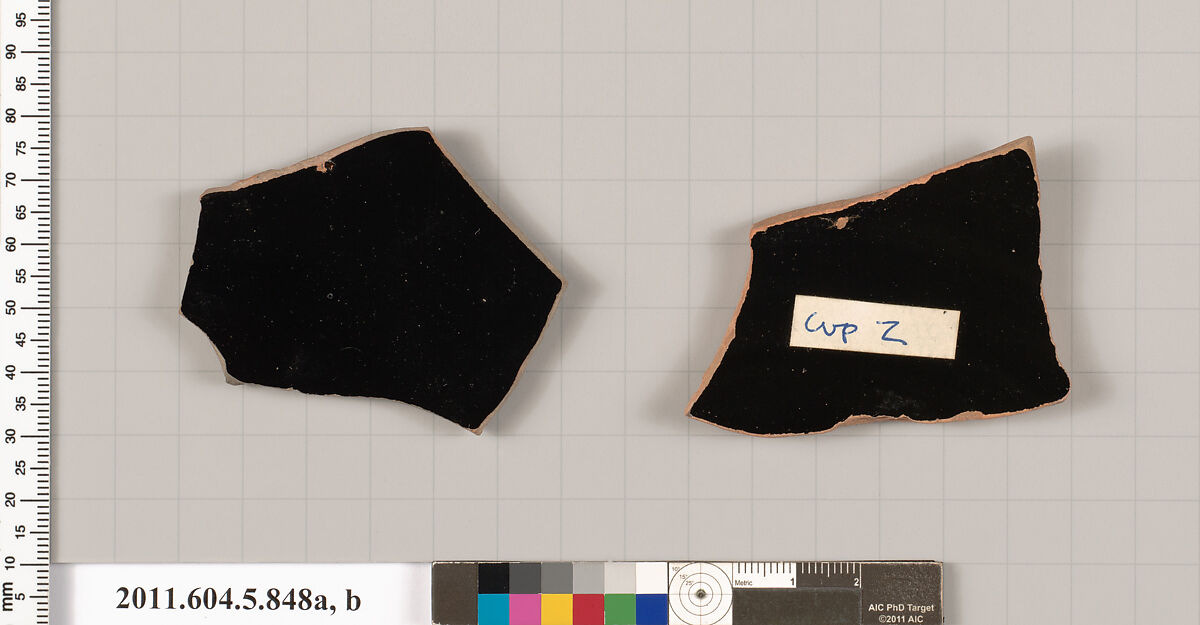 Terracotta fragments of kylikes (drinking cups), Terracotta, Greek, Attic