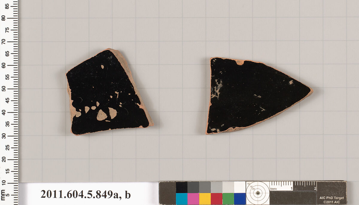 Terracotta fragments of kylikes (drinking cups), Terracotta, Greek, Attic