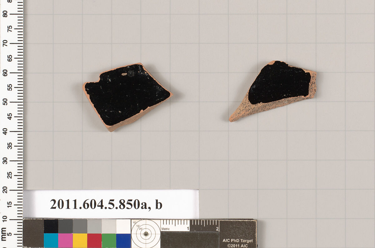 Terracotta fragments of kylikes (drinking cups), Terracotta, Greek, Attic