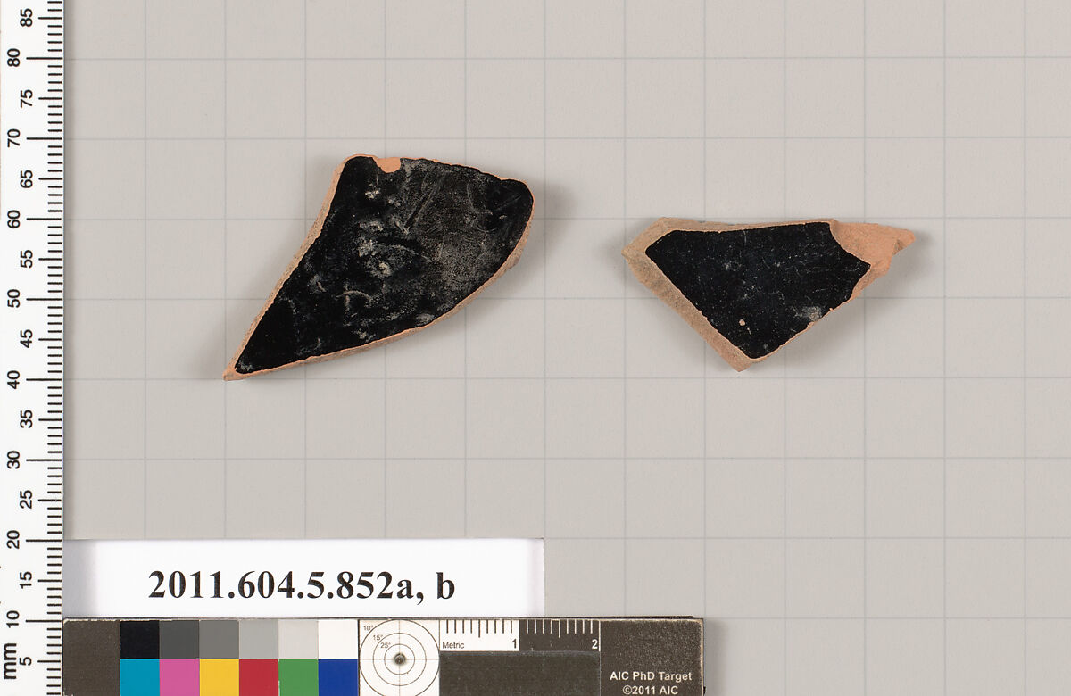 Terracotta fragments of kylikes (drinking cups), Terracotta, Greek, Attic