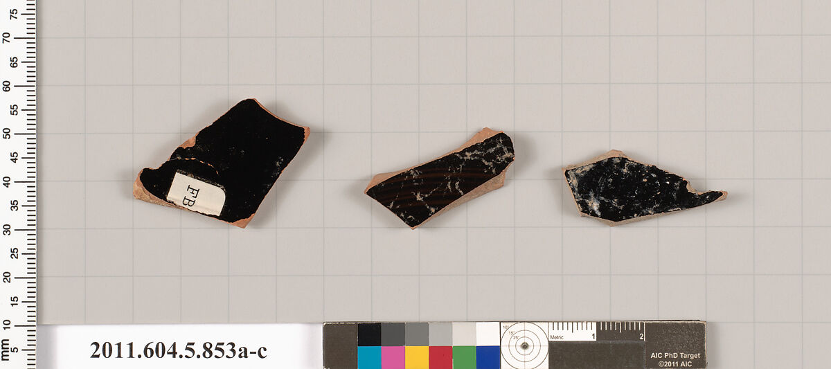Terracotta fragments of kylikes (drinking cups), Terracotta, Greek, Attic