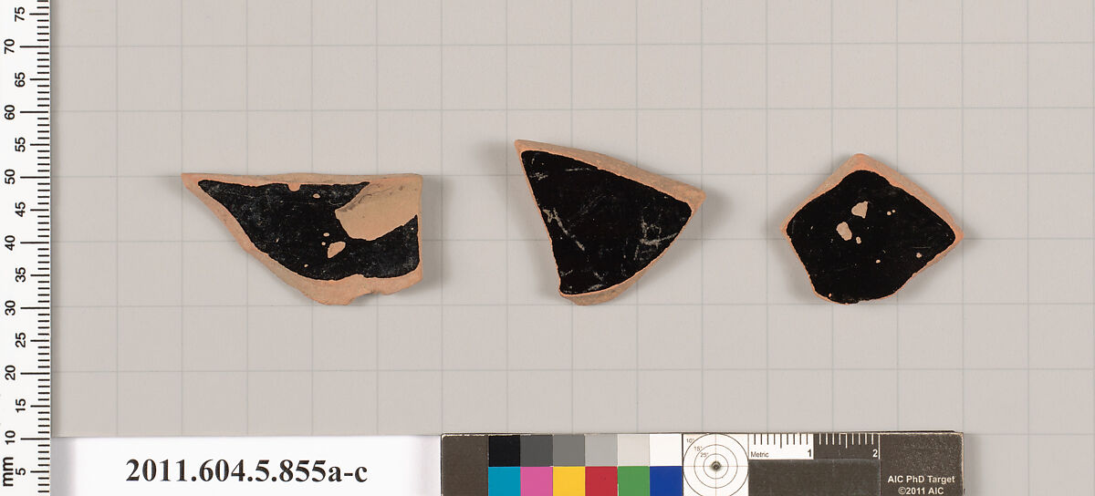 Terracotta fragments of kylikes (drinking cups), Terracotta, Greek, Attic