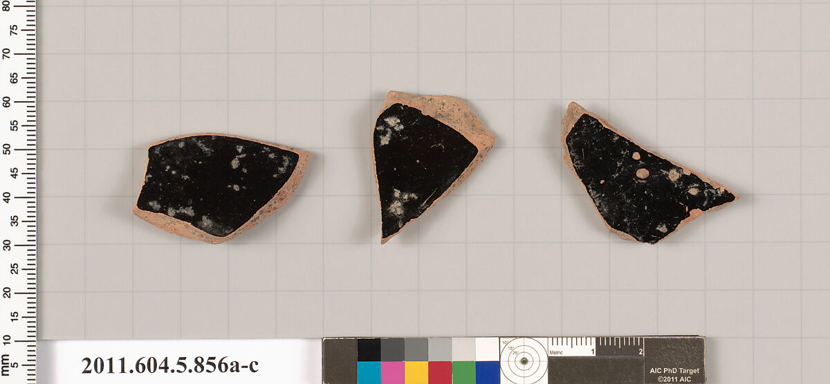 Terracotta fragments of kylikes (drinking cups), Terracotta, Greek, Attic