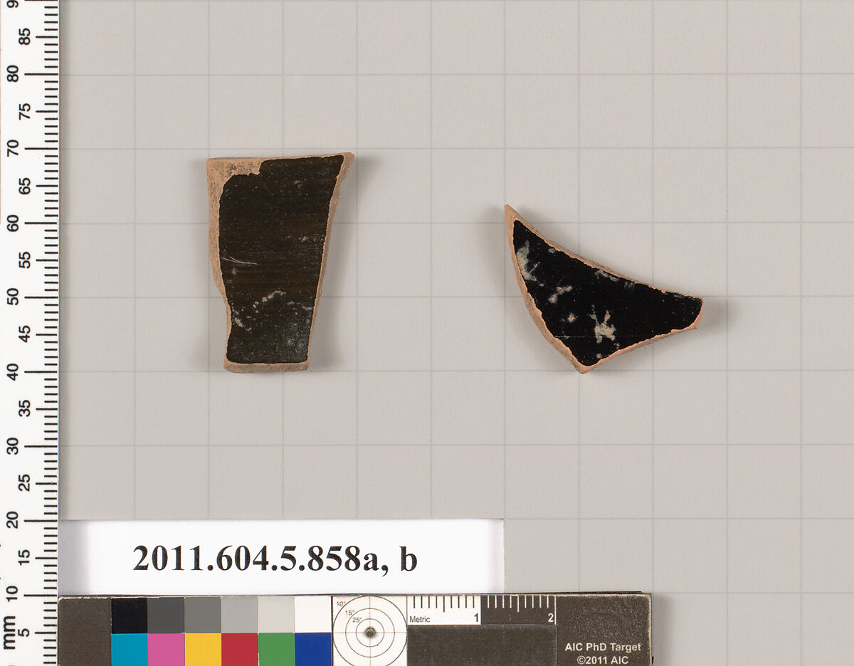 Terracotta fragments of kylikes (drinking cups), Terracotta, Greek, Attic