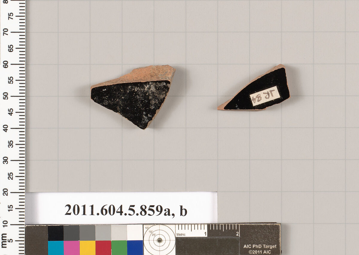 Terracotta fragments of kylikes (drinking cups), Terracotta, Greek, Attic