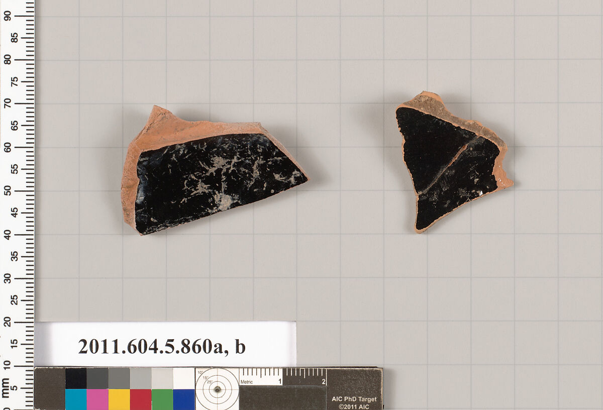 Terracotta fragments of kylikes (drinking cups), Terracotta, Greek, Attic