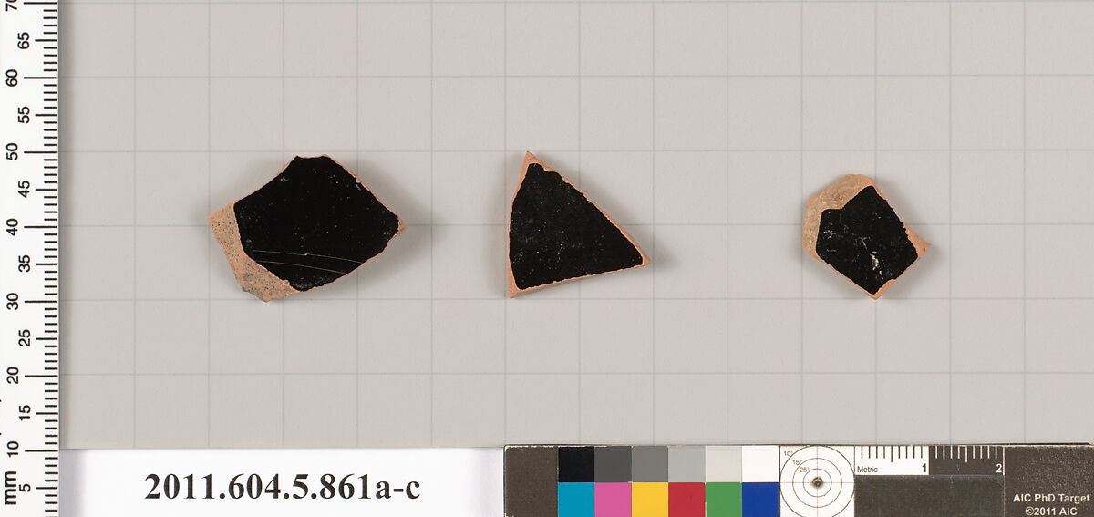 Terracotta fragments of kylikes (drinking cups), Terracotta, Greek, Attic