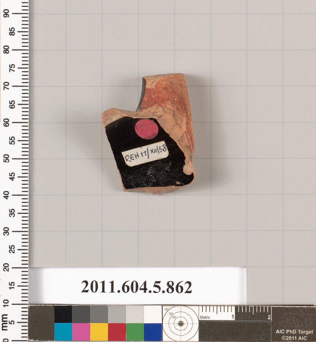 Terracotta fragment of a kylix (drinking cup), Terracotta, Greek, Attic
