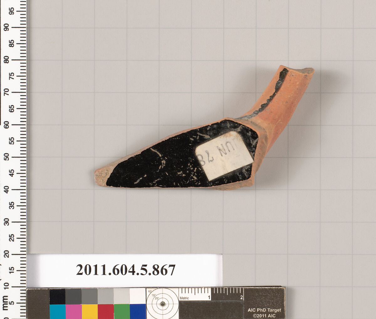 Terracotta fragment of a kylix (drinking cup), Terracotta, Greek, Attic